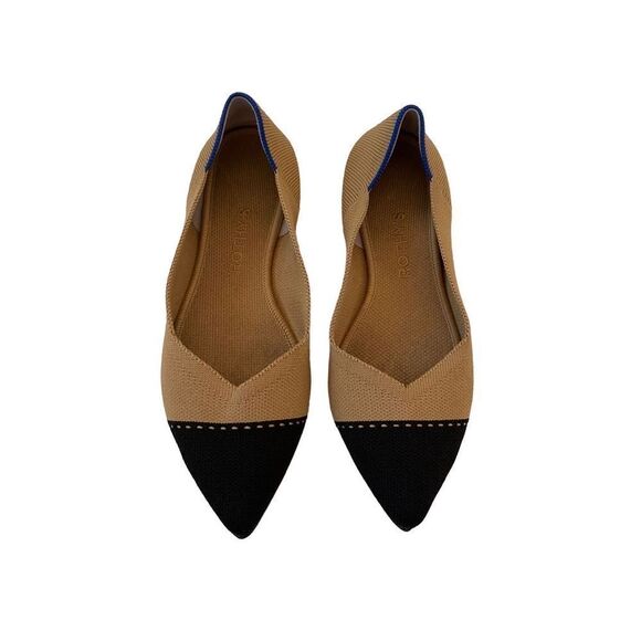 Rothys Womens Brown Black Classic Pointed Toe Camel Cap Ballet Flats Size 8W - Picture 6 of 12